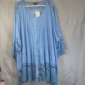 Roaman's Light Blue Lace Top